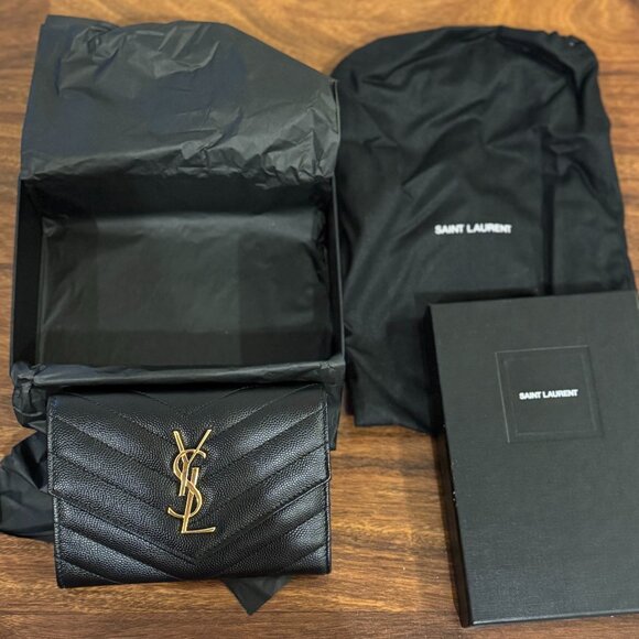 YSL Saint Laurent Black Tri-Fold Wallet – NWT - Picture 1 of 8